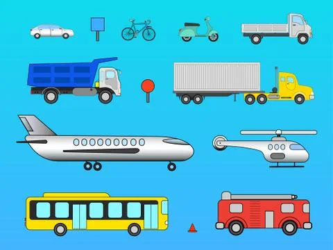 Vector set transport and avia of means Stock Illustration