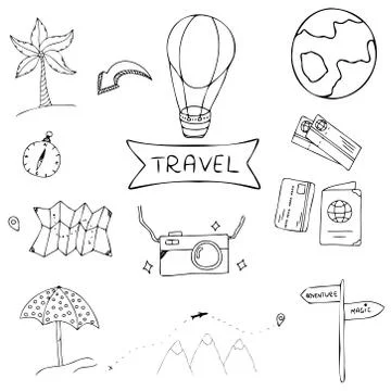 Vector set of travel icons Stock Illustration