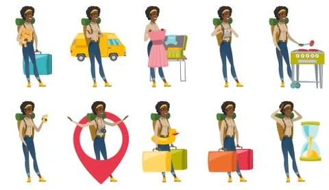 Vector set with traveler characters. イラスト素材