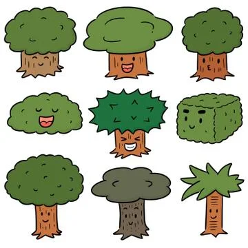 Vector set of trees cartoon Stock Illustration