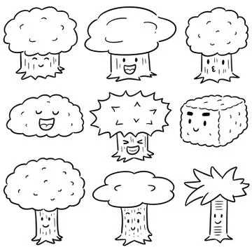 Vector set of trees cartoon Stock Illustration