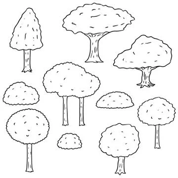 Vector set of trees Stock Illustration