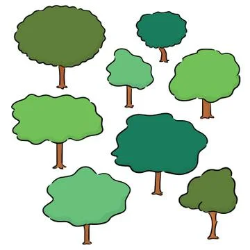 Vector set of trees Stock Illustration