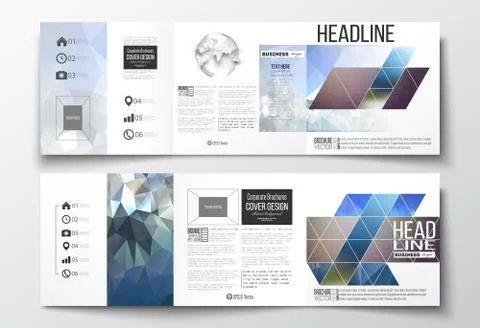 Vector set of tri-fold brochures, square design templates. Abstract colorful Stock Illustration