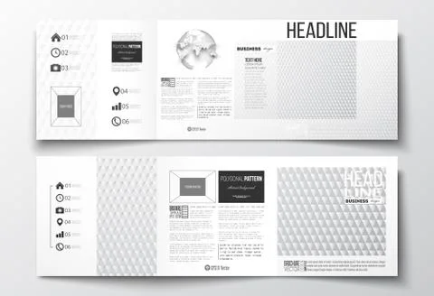 Vector set of tri-fold brochures, square design templates with element of wor Stock Illustration