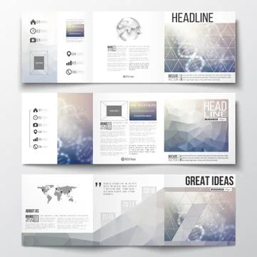 Vector set of tri-fold brochures, square design templates with element of wor Ilustración de archivo