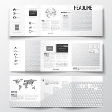 Vector set of tri-fold brochures, square design templates. Abstract colorful 스톡 일러스트