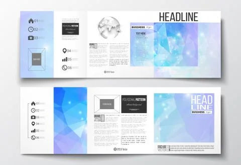 Vector set of tri-fold brochures, square design templates. Abstract colorful Stock Illustration