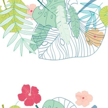 Vector set of tropical leaves in vector Stock Illustration