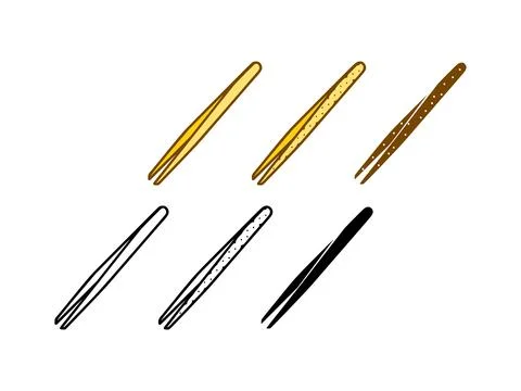 Vector set of tweezers in doodle style on white background Stock Illustration