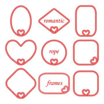 Vector set of twisted frame of the cord and the rope round, oval, rectangular Stock Illustration