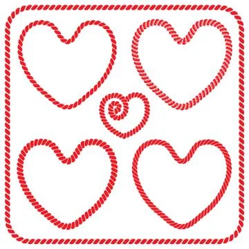 Vector set of twisted rope romantic frames and square frames heart shaped Stock Illustration