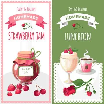 Vector set of two banners on the theme  domestic blank, sweets prepared wit Illustrazione stock