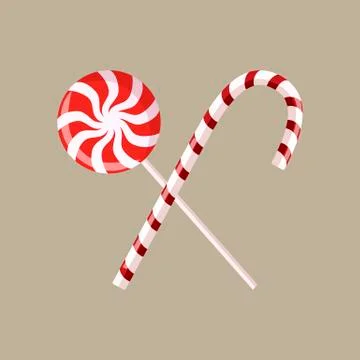 Vector set of two red and white candy sweets Stock Illustration