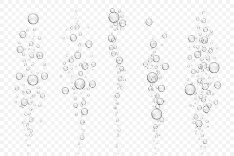 Vector set of underwater air bubble flow isolated on light background Stock Illustration
