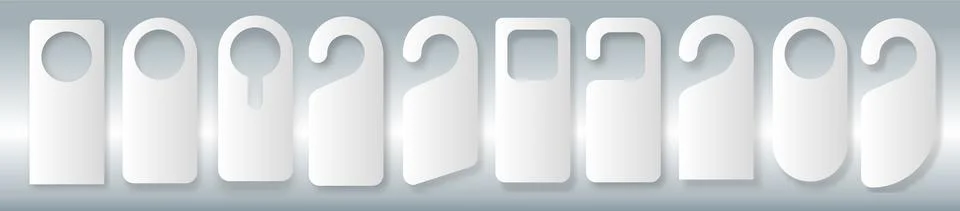 Vector Set of unique door hangers with trendy line style isolated on white Stock Illustration