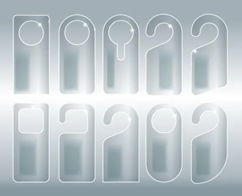 Vector Set of unique door hangers with trendy glass style isolated on white Stock Illustration