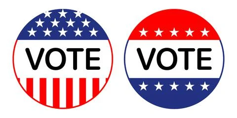 Vector set of USA flag VOTE stickers, isolated on white background Stock-Illustration