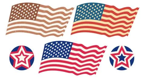 Vector set of USA flags. Stock Illustration