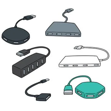 Vector set of usb hub Stock Illustration