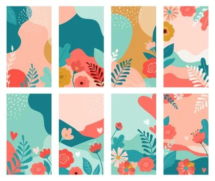 Vector set of Valentines day abstract backgrounds with copy space for text - Stock Illustration