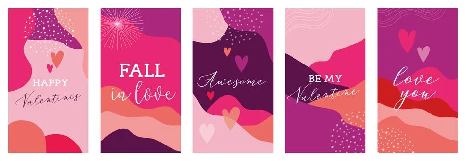 Vector set of Valentines day abstract backgrounds with copy space for text - Stock Illustration