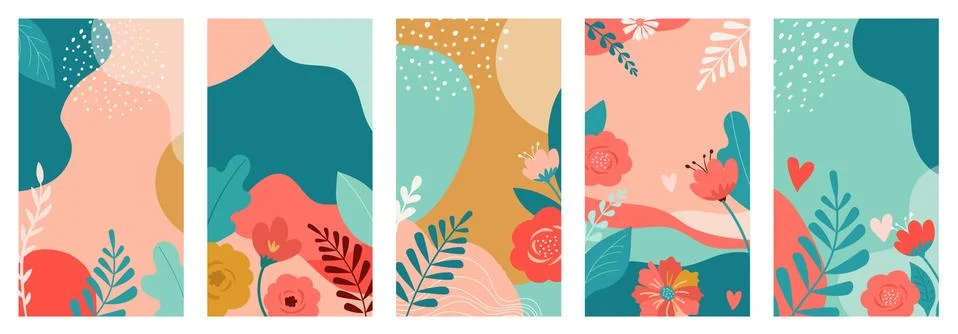 Vector set of Valentines day abstract backgrounds with copy space for text - Illustrazione stock