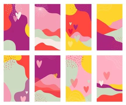 Vector set of Valentines day abstract backgrounds with copy space for text - Stock Illustration
