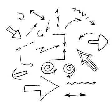 Vector set of various arrows in doodle style Stock Illustration