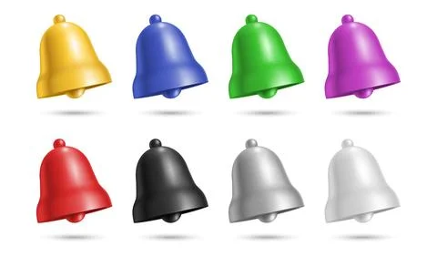 Vector set of various colored bells isolated on a plain white backdrop Stock Illustration