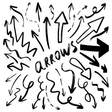 Vector set of various doodle hand drawn arrows Stock-Illustration