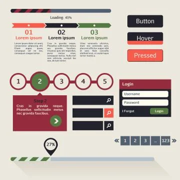 Vector set of various elements used for User Interface projects 스톡 일러스트