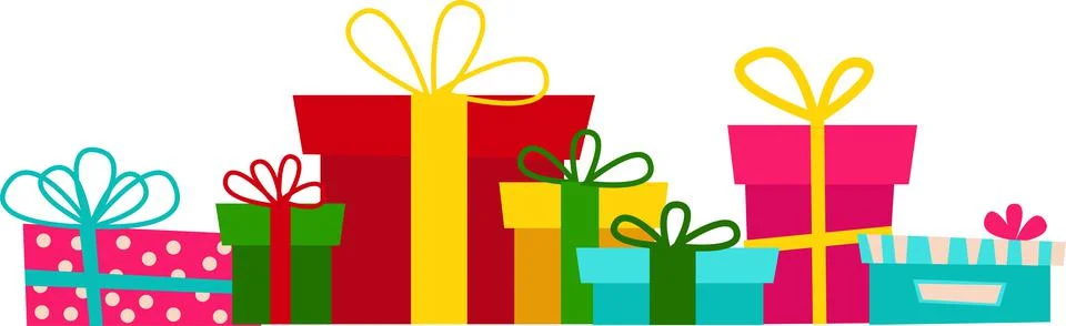 Vector set of various gift boxes. Flat design. Stock Illustration