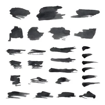 Vector set of various grunge brush strokes. Stock Illustration