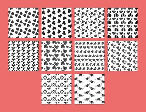 Vector set for various heart shape patterns Stock Illustration