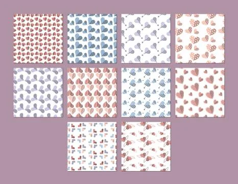 Vector set for various heart shape patterns Illustrazione stock