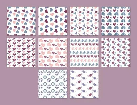 Vector set for various heart shape patterns Stock Illustration