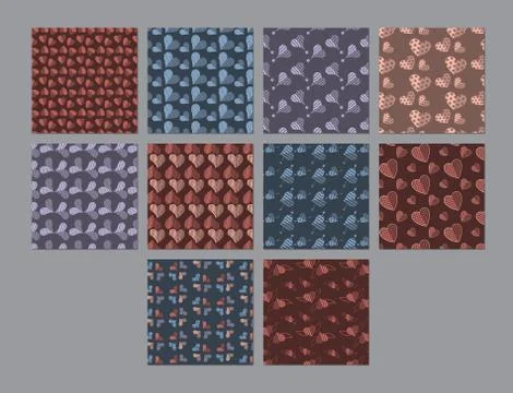 Vector set for various heart shape patterns Stock Illustration
