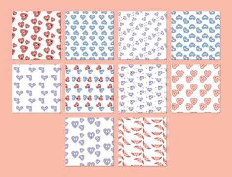 Vector set for various heart shape patterns Stock Illustration