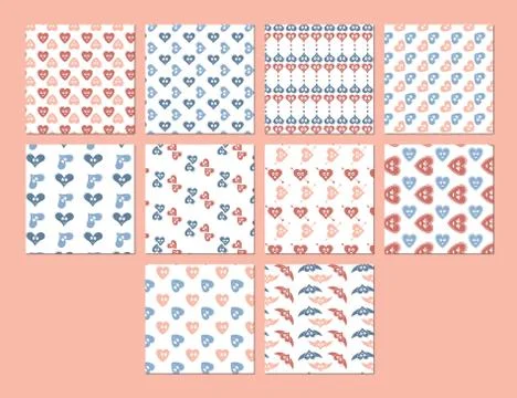 Vector set for various heart shape patterns Stock Illustration