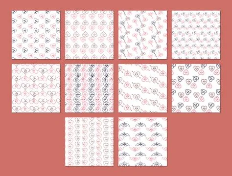 Vector set for various heart shape patterns Stockillustratie