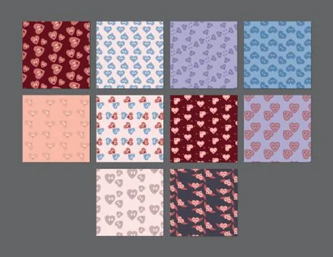 Vector set for various heart shape patterns Stock Illustration