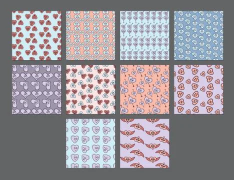 Vector set for various heart shape patterns Stock Illustration