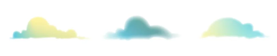 Vector set of various isolated multicolored clouds. Gradient clouds of different Stock Illustration