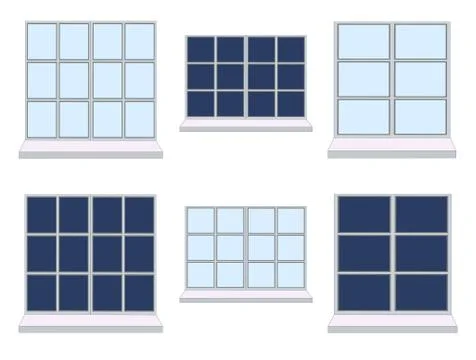 Vector set of various window compositions Stock Illustration