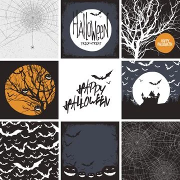 Vector set of vector design elements for Halloween. Seamless backgrounds, car Illustrazione stock