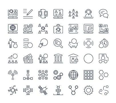 Vector set of vector icons from thin line, communication. Stock Illustration