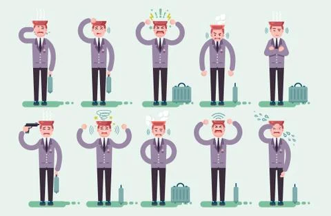 Vector set vector illustration character businessman office worker manager Stock Illustration
