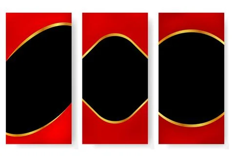 Vector set vertical blank template red and golden event banner or backdrop Stockillustratie
