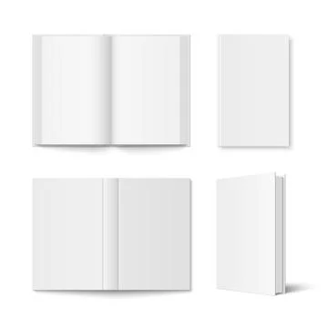 Vector set of vertical book with white hardcover isolated. 스톡 일러스트